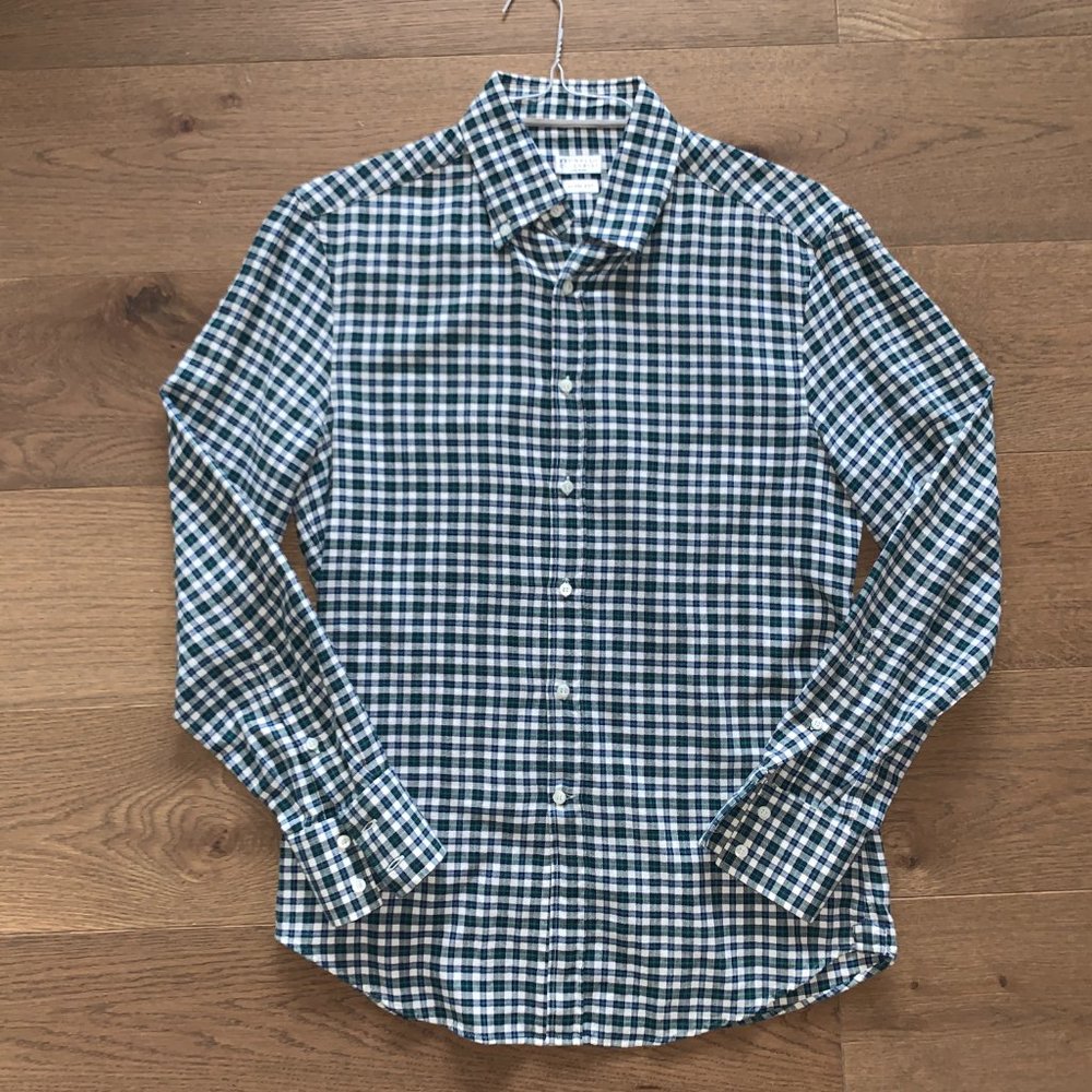 Brunello Cucinelli Blue/Green Plaid Flannel Shirt